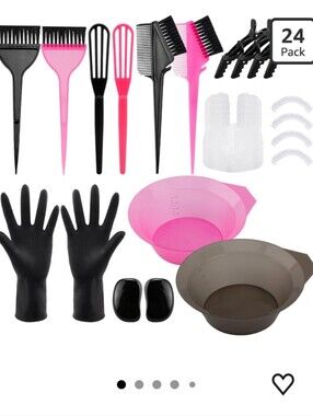 24Pcs Hair Dye Kit, Dual-Color Brush and Bowl Coloring Tool Set